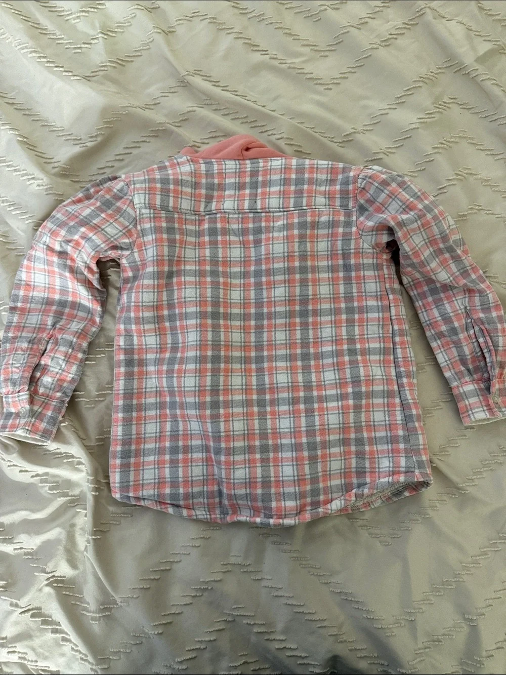 Buffalo Dave Bitton Kids Pink and Grey Plaid Hooded Button-Up Sherpa Shacket